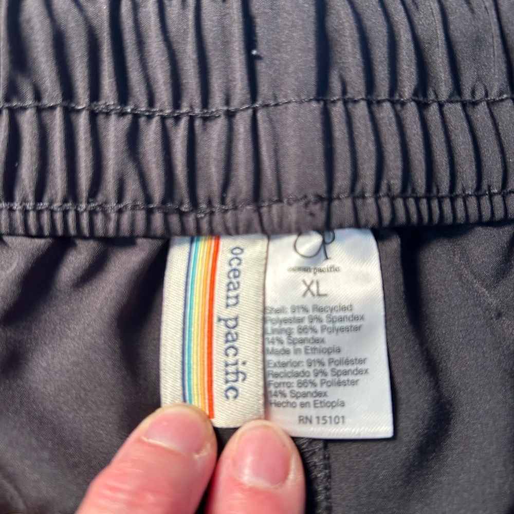 OP Black Elastic Waist and Drawstring Shorts with 3 zippered Pockets - Picture 2 of 7